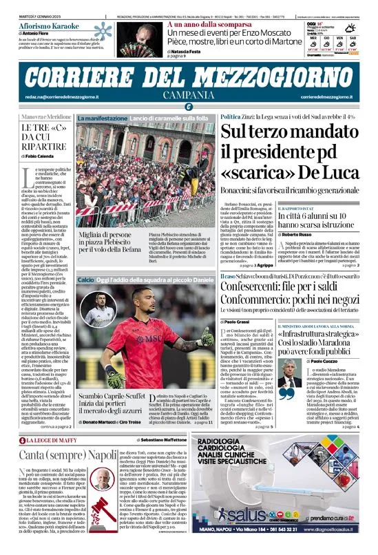 Prima-pagina-corriere del mezzogiorno-del-2025-01-07